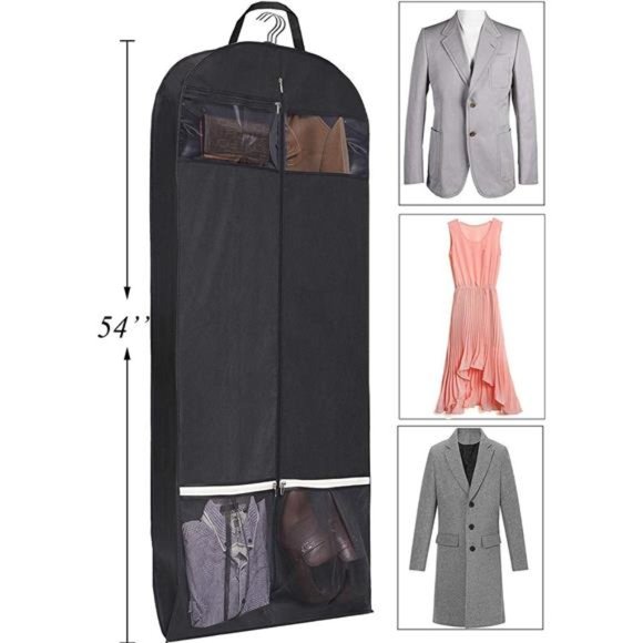54" Trifold Dress Garment Bags for Travel Gusseted Suit Cover with 2 Large Mesh - Picture 5 of 8